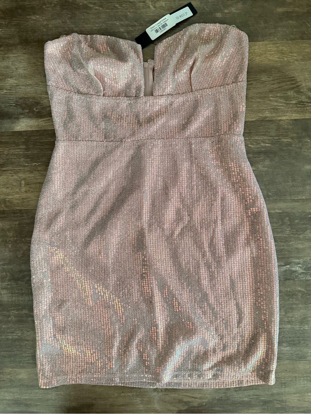 Symphony Disco Cowgirl Strapless Sequin Bodycon Dress - Light Pink Size M